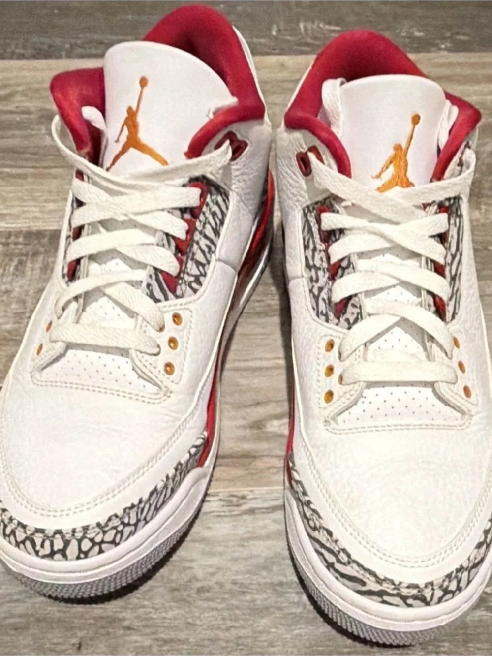 Jordan White, Red & Gold Retro Elephant-Print Sneakers